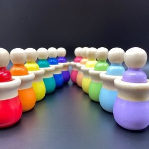 Nesting Peg Dolls Rainbow Wooden Toys Peg People